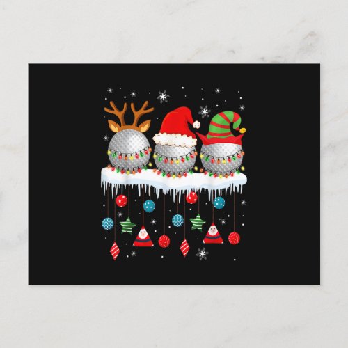 Three Santa Reindeer Elf Golf Balls Christmas Ligh Postcard