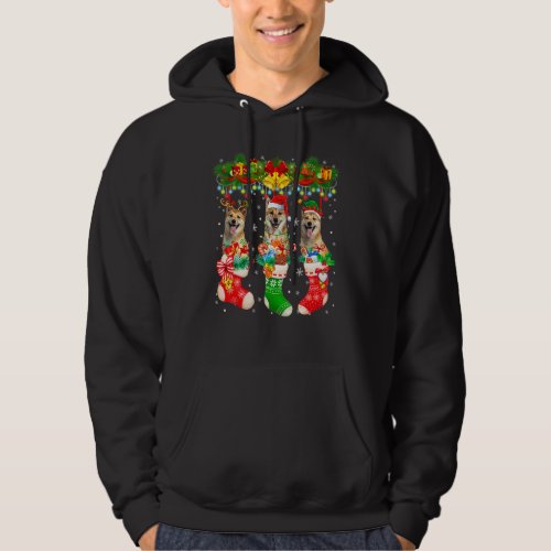 Three Santa Reindeer Elf Shiba Inu Dogs In Christm Hoodie
