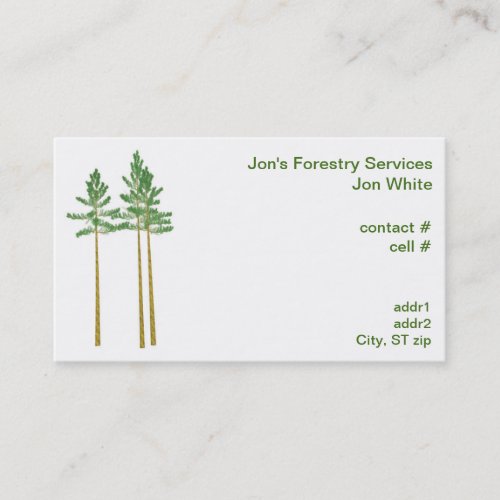 Three sawtimber sized pine trees business card