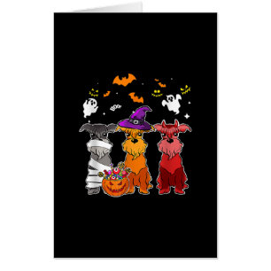 Three Schnauzer Witch Hat Cute Halloween Gifts Card