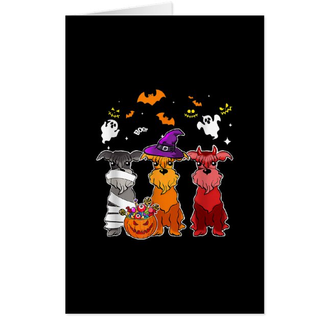 Three Schnauzer Witch Hat Cute Halloween Gifts Card (Front)