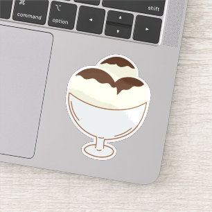 Three Scoops Vanilla Ice Cream With Chocolate Sticker