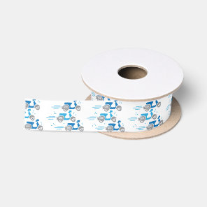 three scooters moped race satin ribbon