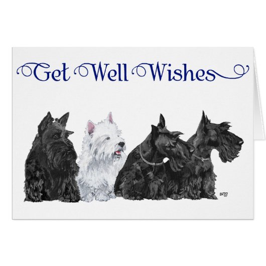 Three Scotties & a Westie Cards (Front Horizontal)