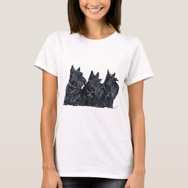 Three Scottish Terriers T-Shirt (Front)