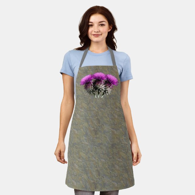 Three Scottish Thistles Apron (Worn)