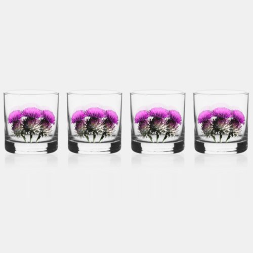 Three Scottish Thistles Whiskey Glass
