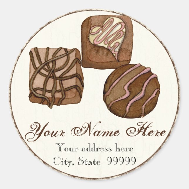 Three Scrumptious Chocolates,  Address Stickers (Front)