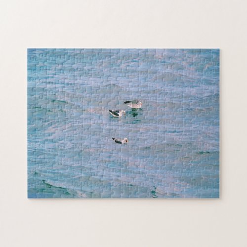 Three Sea Birds in the Ocean Gull Art Puzzle