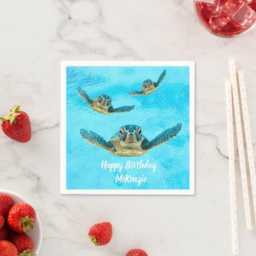 Three Sea Turtles Swimming Napkins