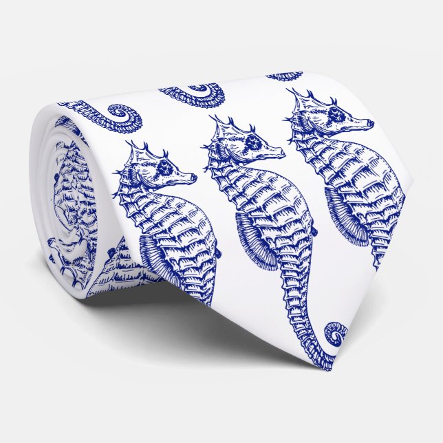 Three Seahorse Neck Tie (Rolled)