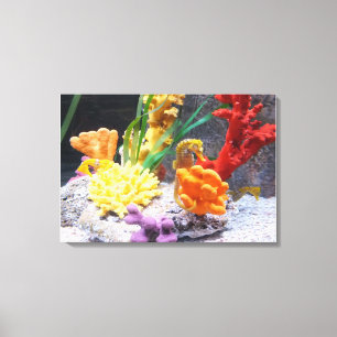 Three seahorses canvas print