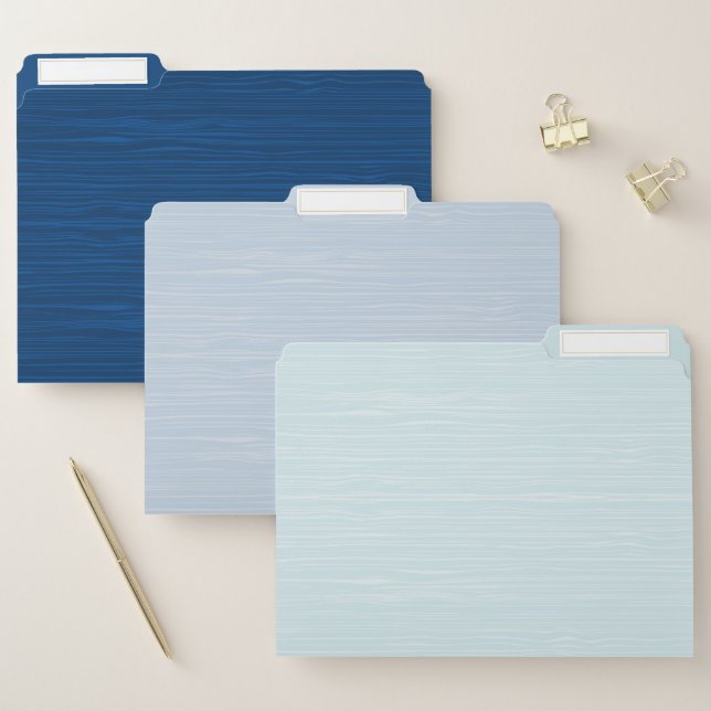 Three Shades of Blue Woodgrain Pattern File Folder (Set)