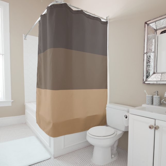 Three Shades of Brown Coffee Shower Curtain (In Situ)