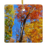 Three Shades of Colorful Fall Maple Trees Ceramic Ornament