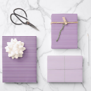 Three Shades Purple Stripes Wrapping Paper Sheets