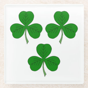 Three Shamrocks Glass Coaster