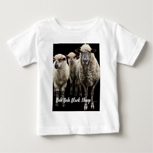 THREE SHEEP PHOTO BACKGROUND BABY T_SHIRT