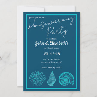 Three Shell Beach Housewarming Party Invitation