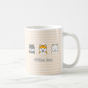 Three Shiba Inu Dog Friends Pixel Art Coffee Mug