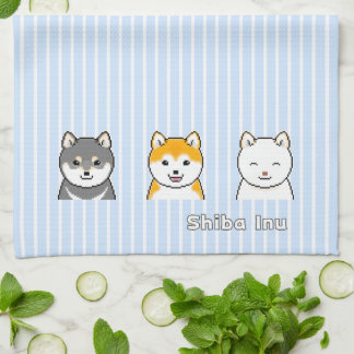 Three Shiba Inu Dogs With Different Coat Colors Kitchen Towel