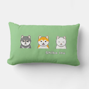 Three Shiba Inus With Different Coat Colors Lumbar Pillow