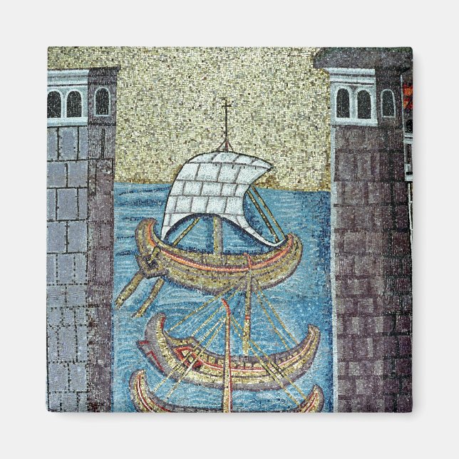 Three ships entering the port of Ravenna Magnet (Front)