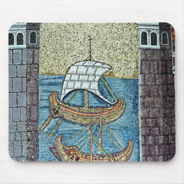 Three ships entering the port of Ravenna Mouse Pad (Front)