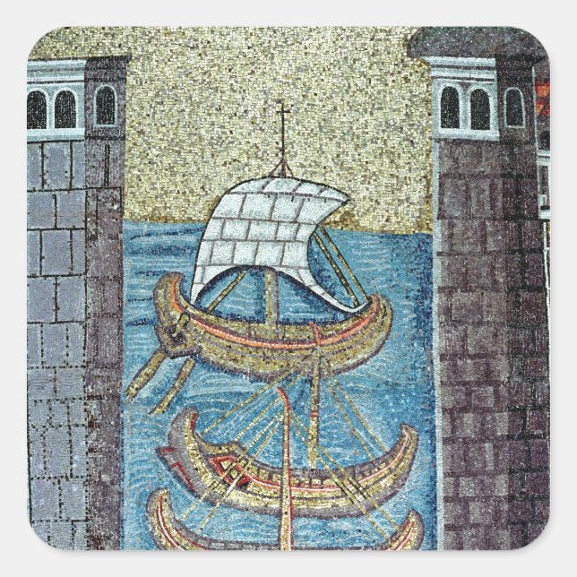 Three ships entering the port of Ravenna Square Sticker (Front)