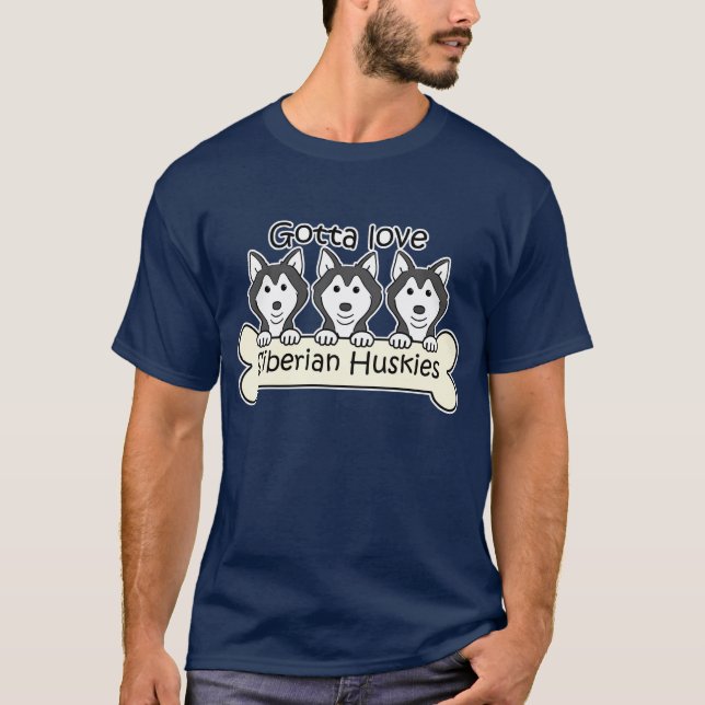 Three Siberian Huskies T-Shirt (Front)