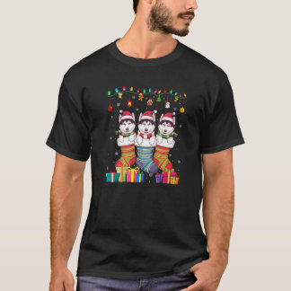 Three Siberian Husky Dog in Sock Funny Boys Girls  T-Shirt