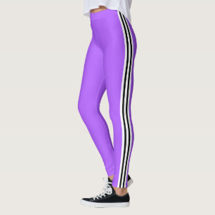 Three Side Stripe Purple Leggings Choose Colors