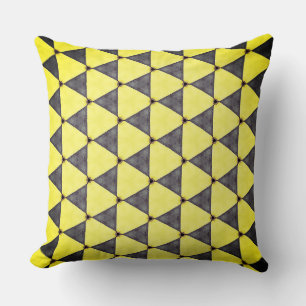 Three Sides Angle of Yellow and Gray Triangle Throw Pillow