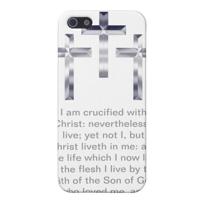 Three Silver Crosses with Scripture Phone Case Cover For iPhone 5