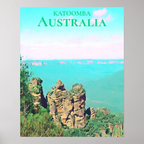 Three Sisters Katoomba scenic Australia travel Poster