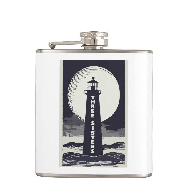 Three Sisters Lighthouse Massachusetts Moon Flask (Front)