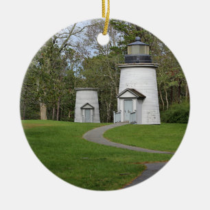 Three sisters lighthouses ceramic ornament