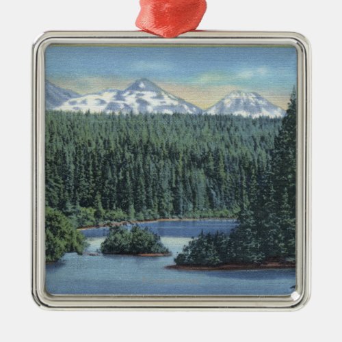 Three Sisters Mountains Near Bend OR from Scott Metal Ornament