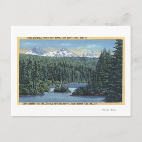 Three Sisters Mountains Near Bend OR from Scott Postcard