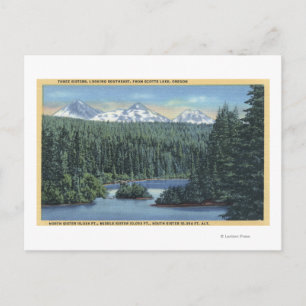 Three Sisters Mountains Near Bend, OR from Scott Postcard