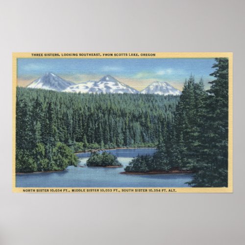 Three Sisters Mountains Near Bend OR from Scott Poster