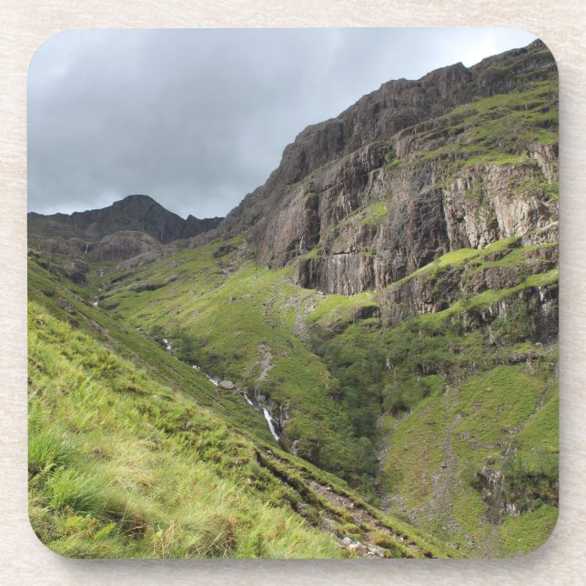 Three Sisters of Glencoe, Mountains, Scotland Beverage Coaster (Front)