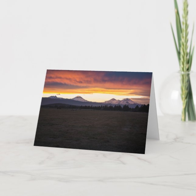 Three Sisters Sunset Greeting Card (Blank) (Front)