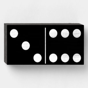 Three Six Black Domino Wood Box Wall Art