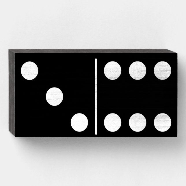 Three Six Black Domino Wood Box Wall Art (Front Horizontal)