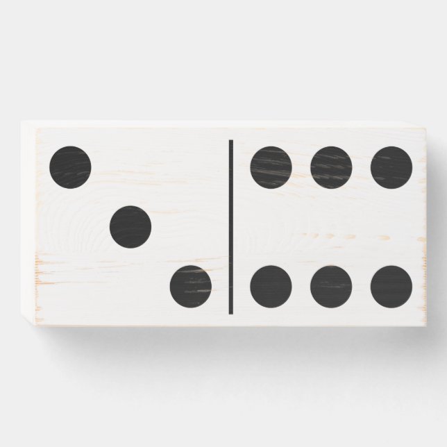 Three Six White Domino Wood Box Wall Art (Front Horizontal)