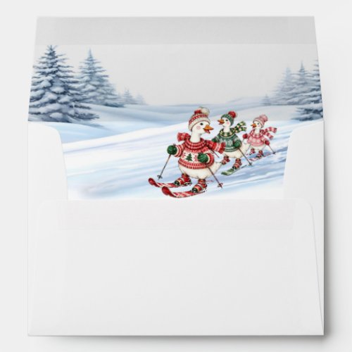 Three Skiing Ducks Envelope