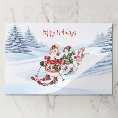 Three Skiing Ducks Tearaway Placemat