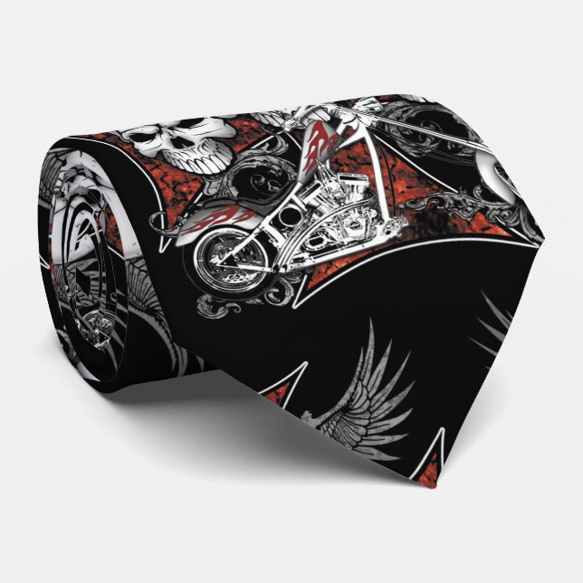 Three Skulls   Neck Tie (Rolled)