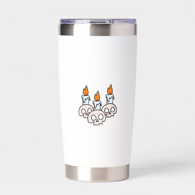 Three Skulls with Burning Candles Insulated Tumbler (Front)